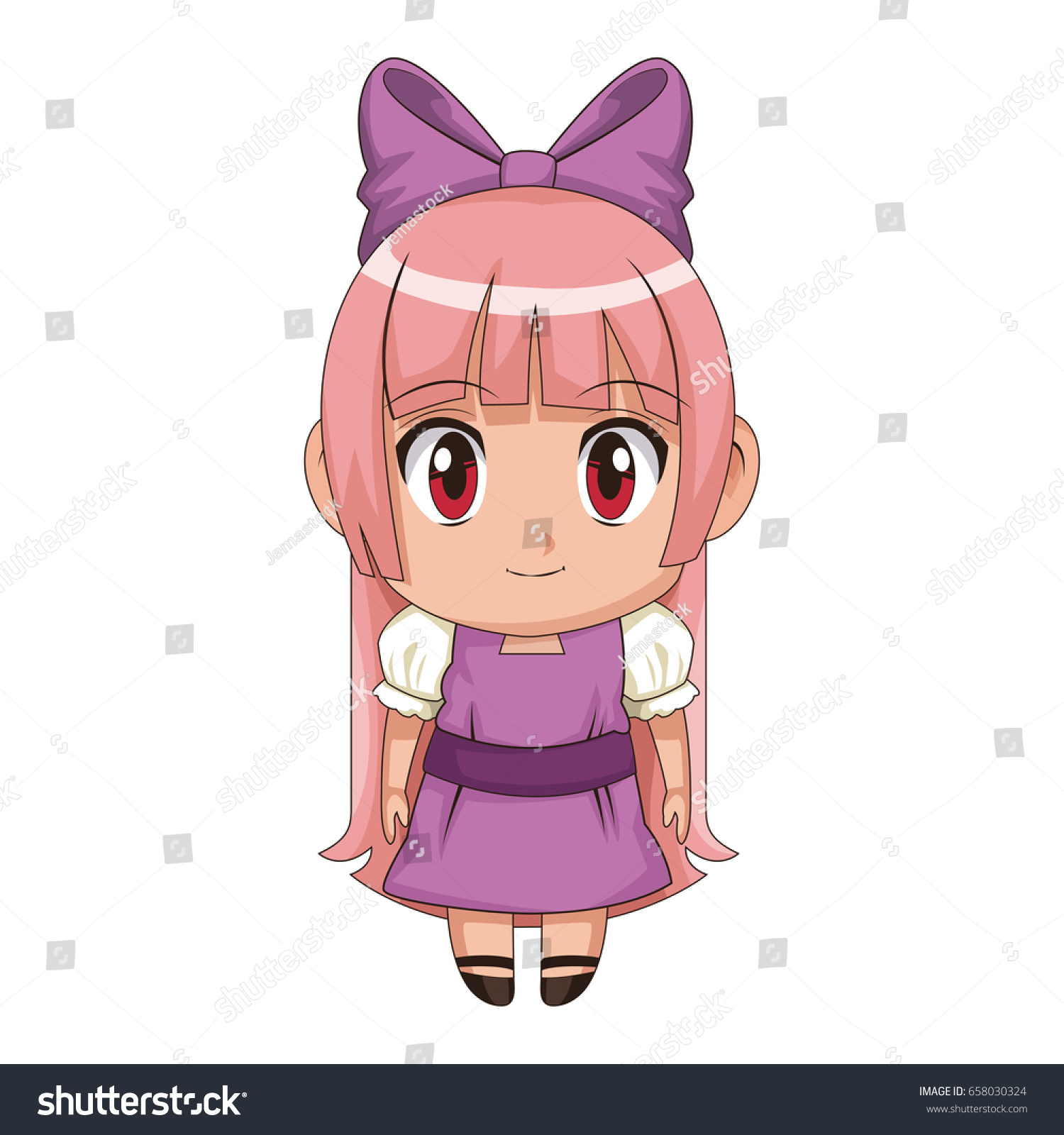 Cute Anime Chibi Little Girl Cartoon Stock Vector Royalty Free