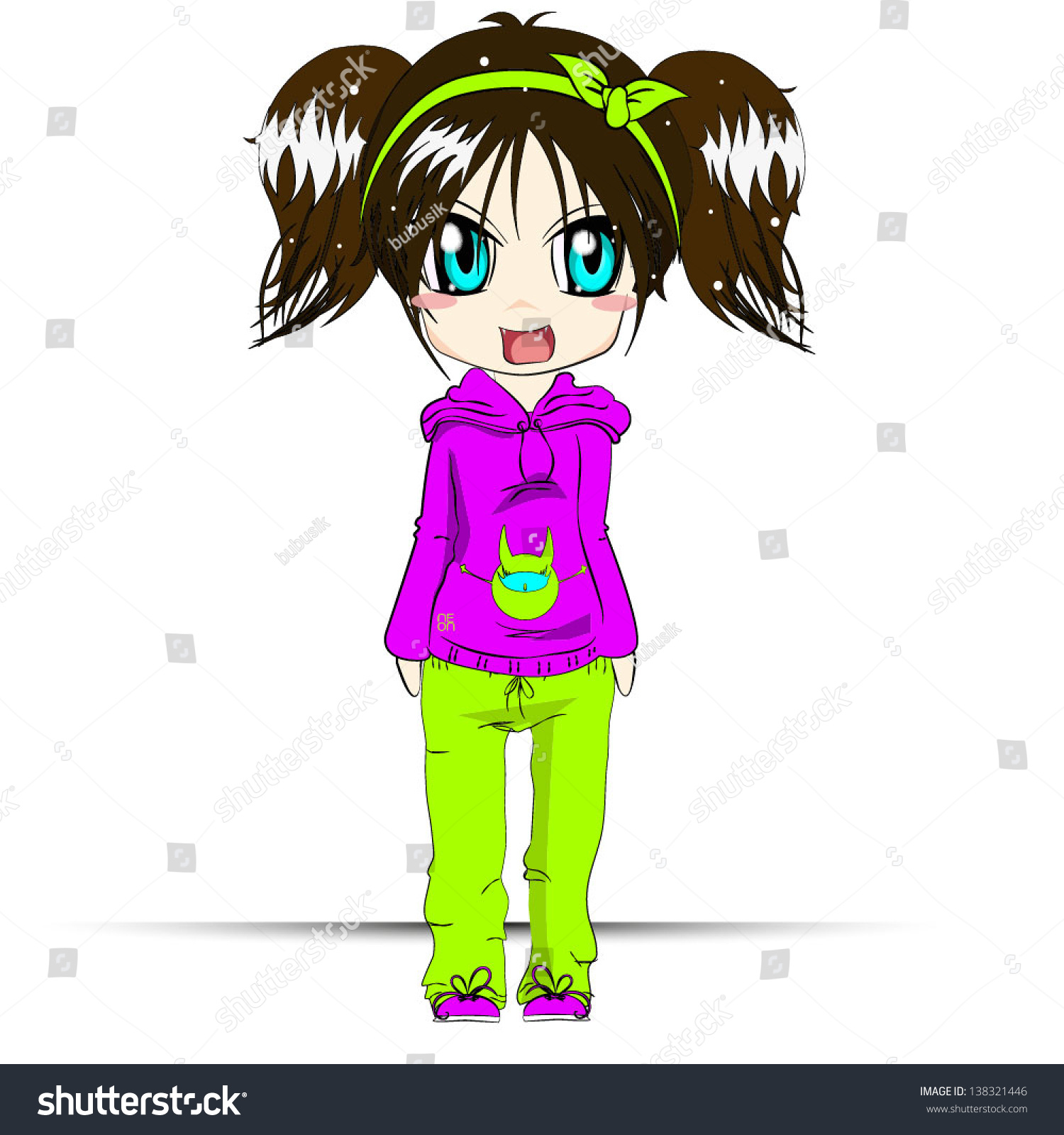 Cute Anime Girl Cartoon Character On Stock Vector Royalty Free