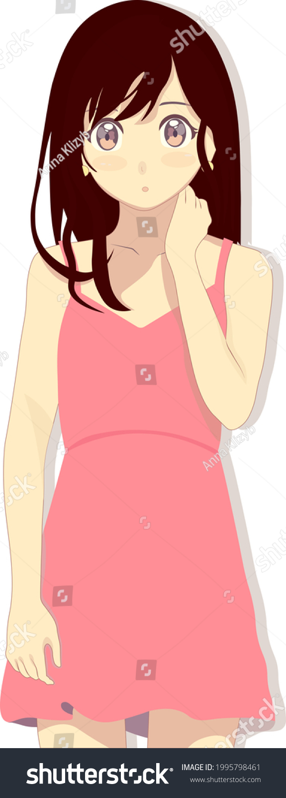 Cute Anime Girl Pink Dress On Stock Vector Royalty Free 1995798461