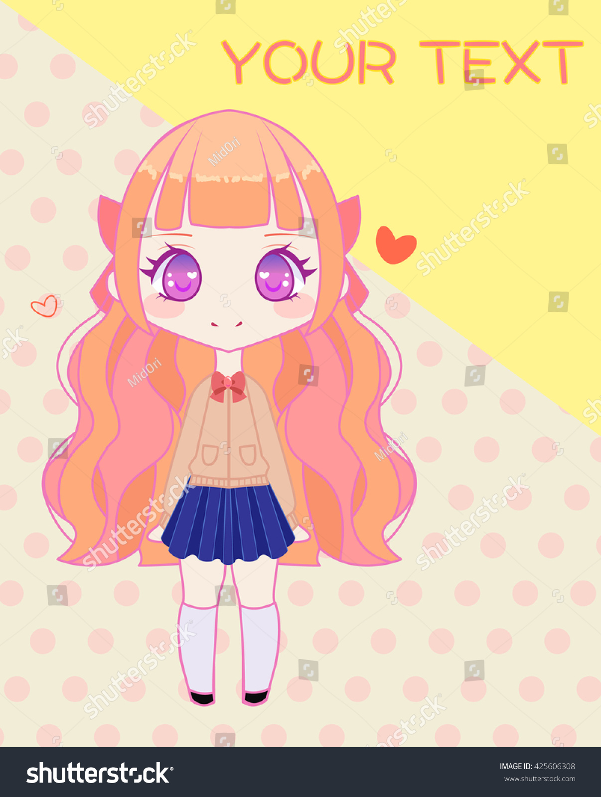 Cute Anime Style Japanese School Girl Stock Vector (Royalty Free Cute Anime Style Japanese School Girl Stock Vector (Royalty Free