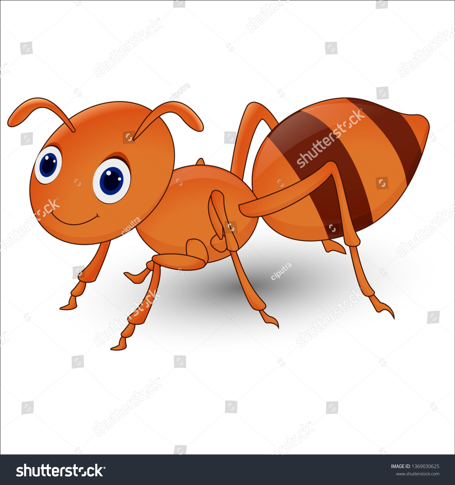 Cute Ant Cartoon On White Background Stock Vector (Royalty Free) 1369030625