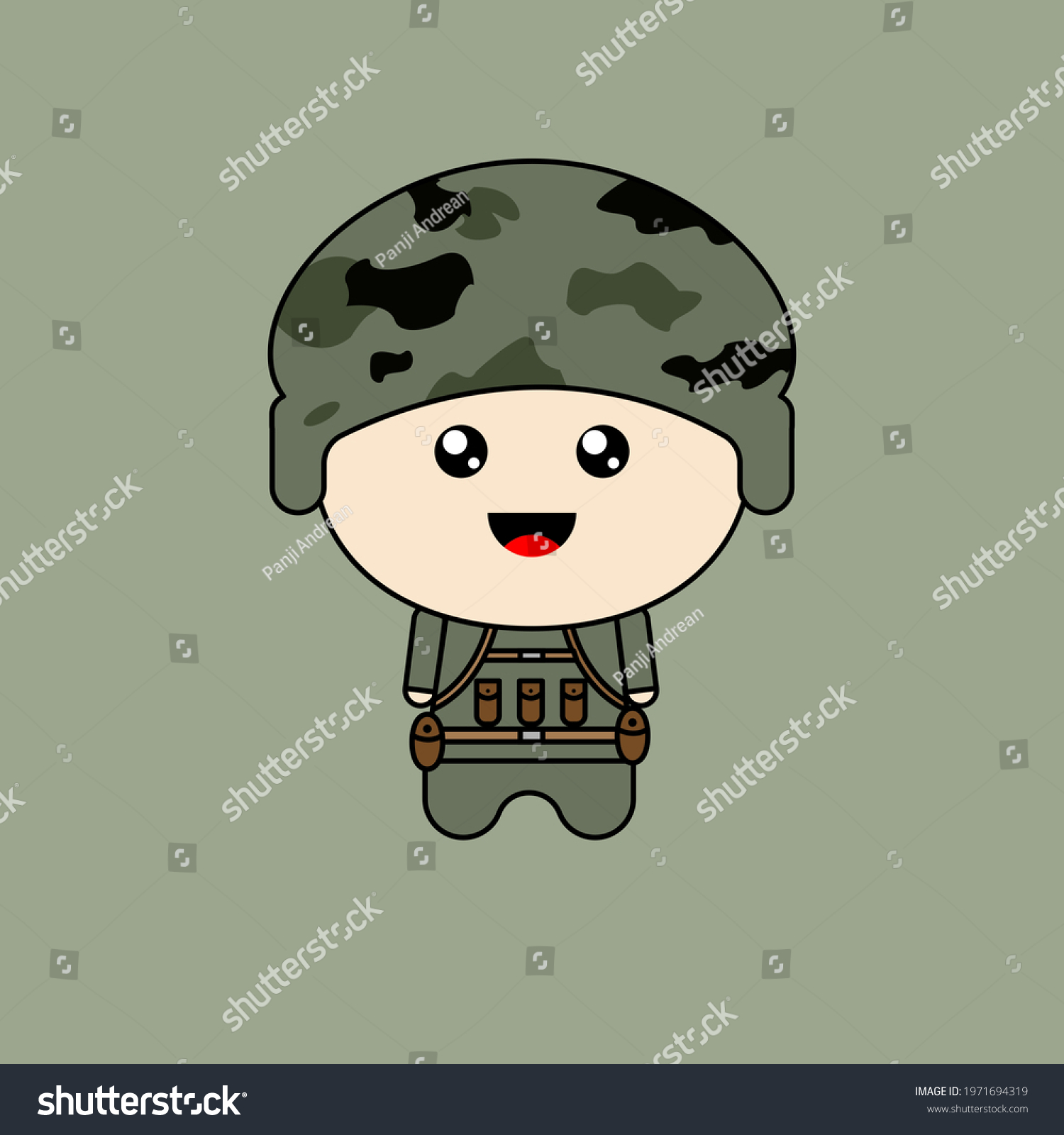 Cute Army Character Vector Illustration Stock Vector (Royalty Free ...