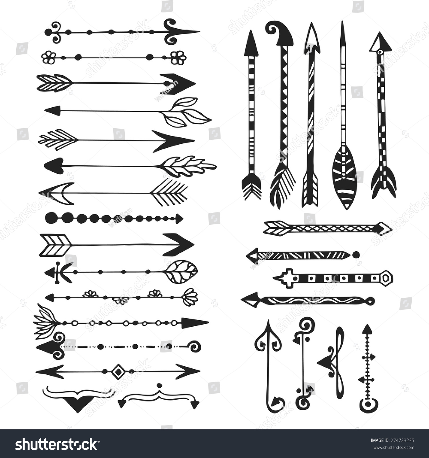 Cute Arrows Hand Drawn Doodles Set Stock Vector 274723235 - Shutterstock