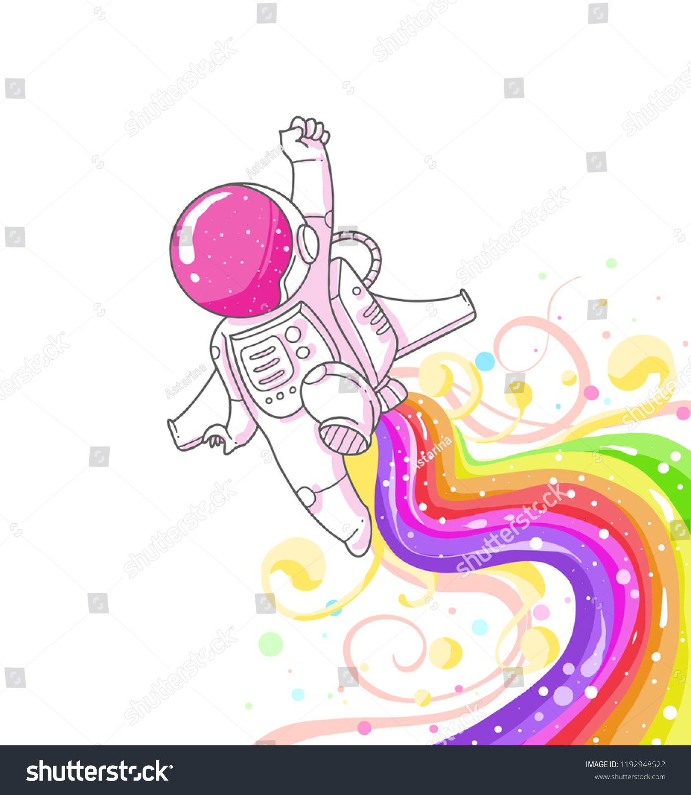 Cute Astronaut Cartoon Vector De Stock Libre De Regalías 1192948522 Shutterstock 5901