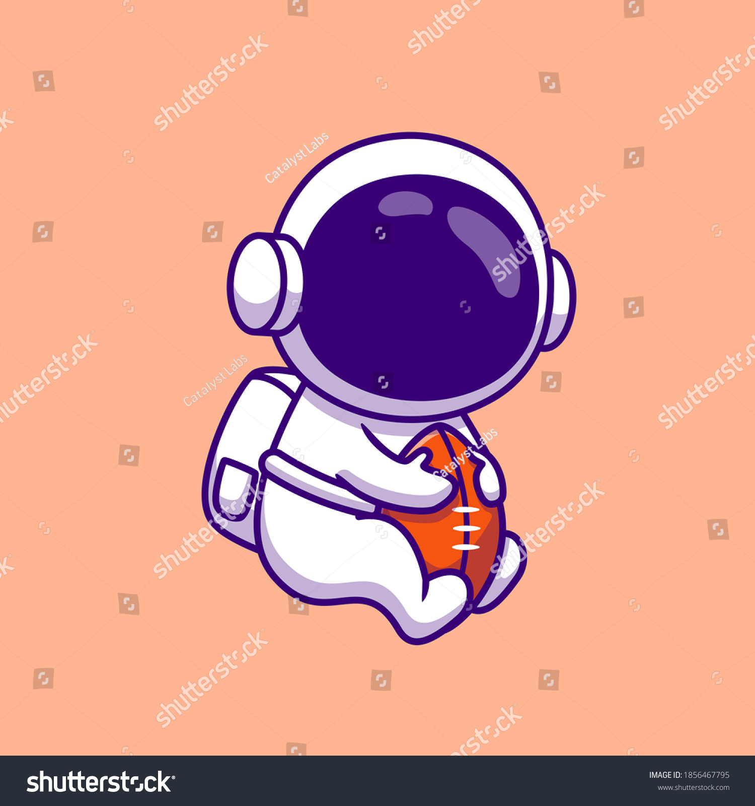 Cute Astronaut Playing Rugby Ball Cartoon Stock Vector Royalty Free 1856467795 1850