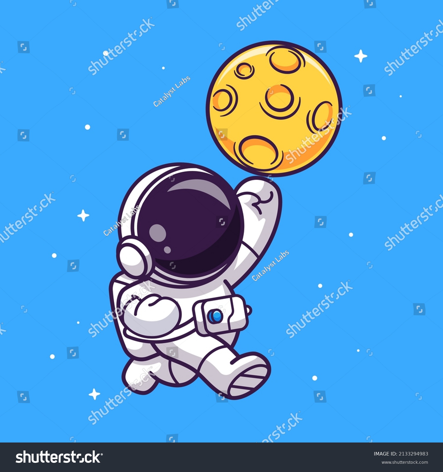 Cute Astronaut Smashing Moon Cartoon Vector Stock Vector (Royalty Free ...