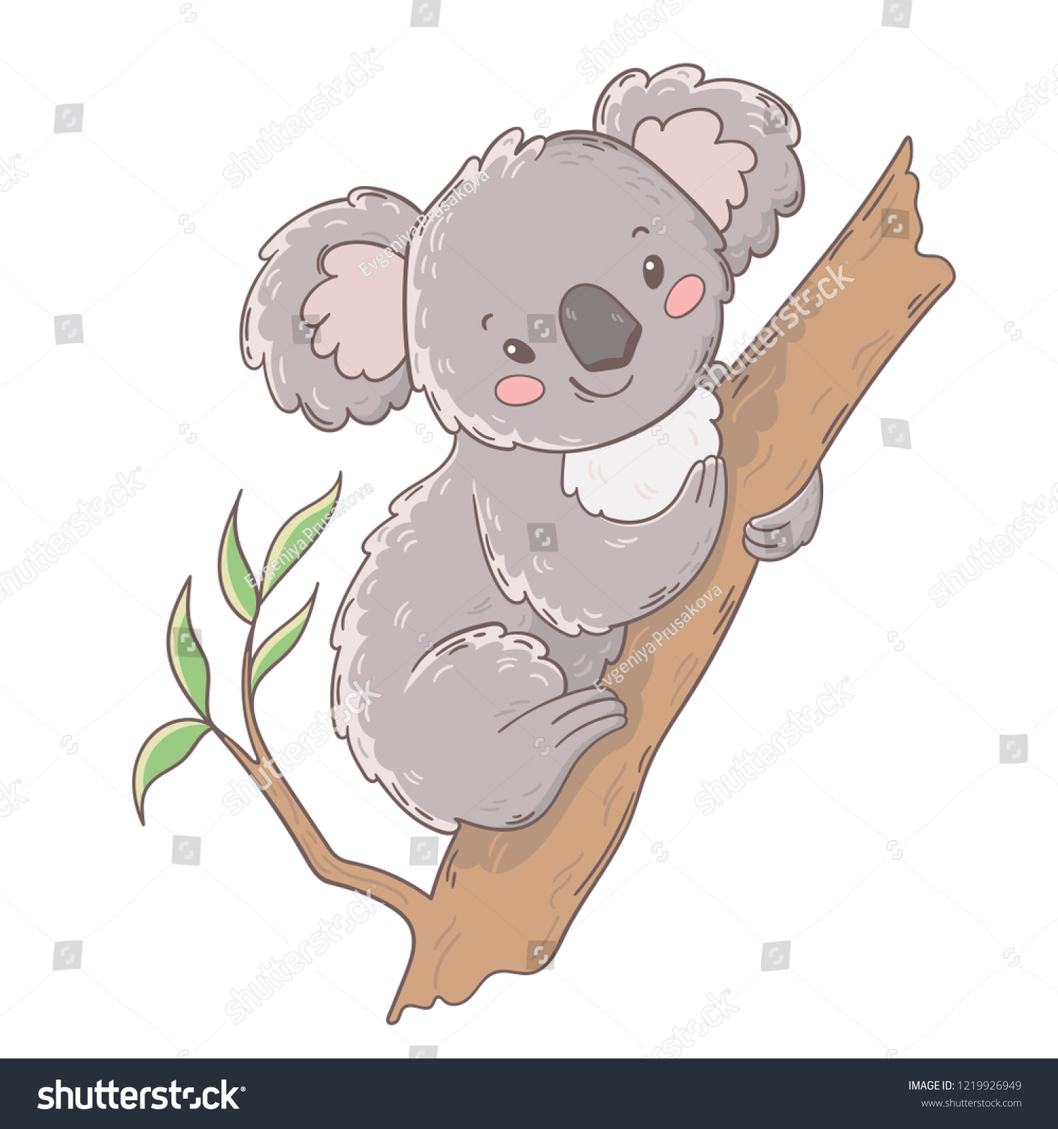 Cute Australian Koala Bear On Tree Stock Vector Royalty Free