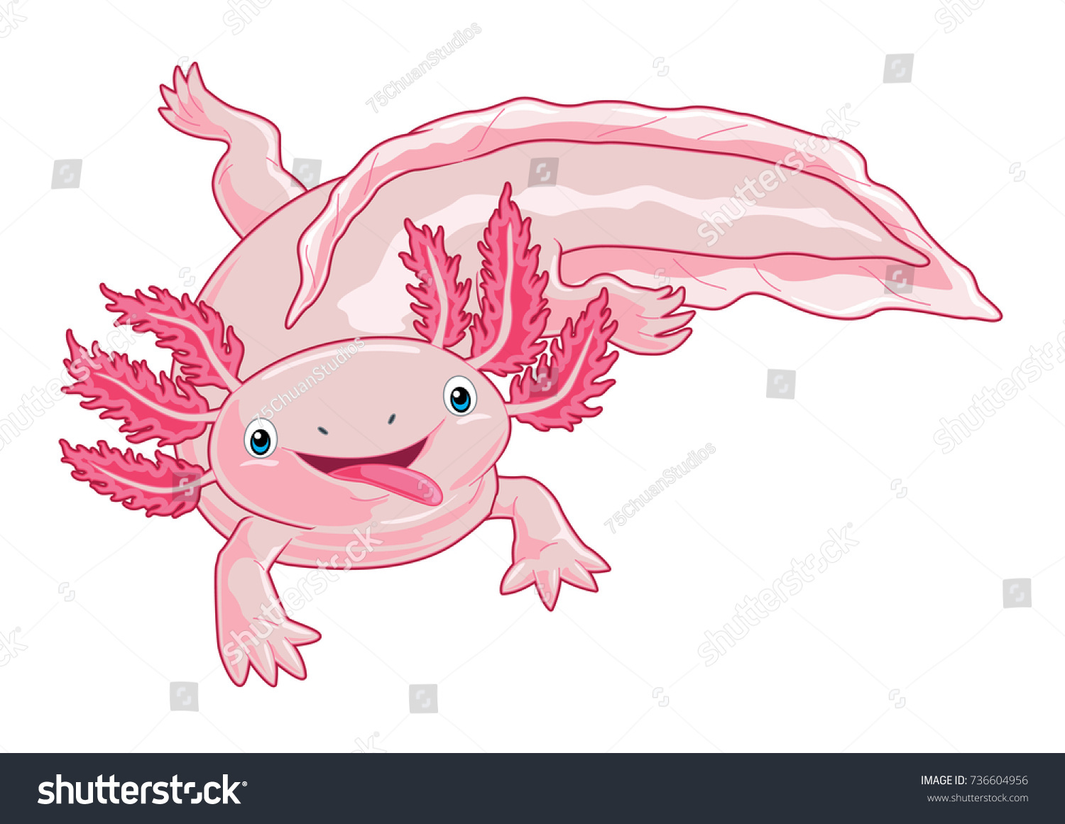 Cute Axolotl Cartoon Pink Stock Vector Royalty Free