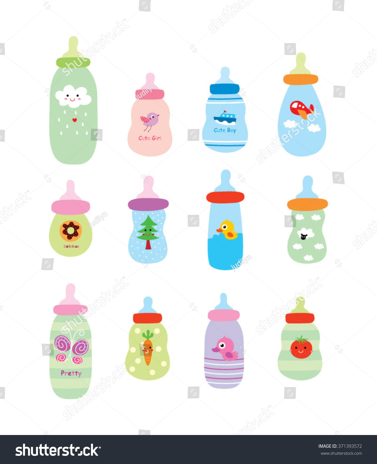 Cute Baby Bottle Vector Collection Stock Vector Royalty Free