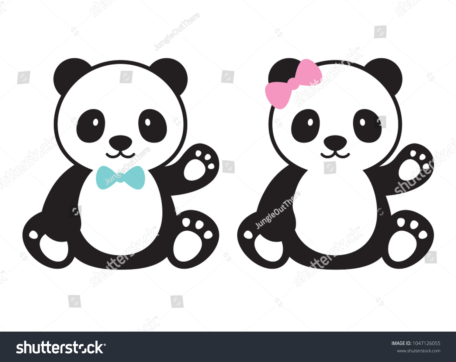 Cute Baby Boy Baby Girl Pandas Stock Vector Royalty Free