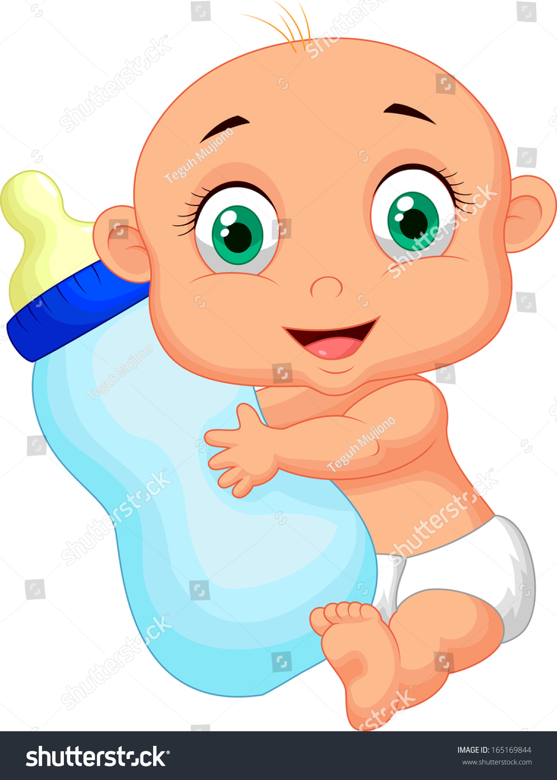 Cute Baby Boy Cartoon Hugging Milk Stock Vector 165169844  Shutterstock