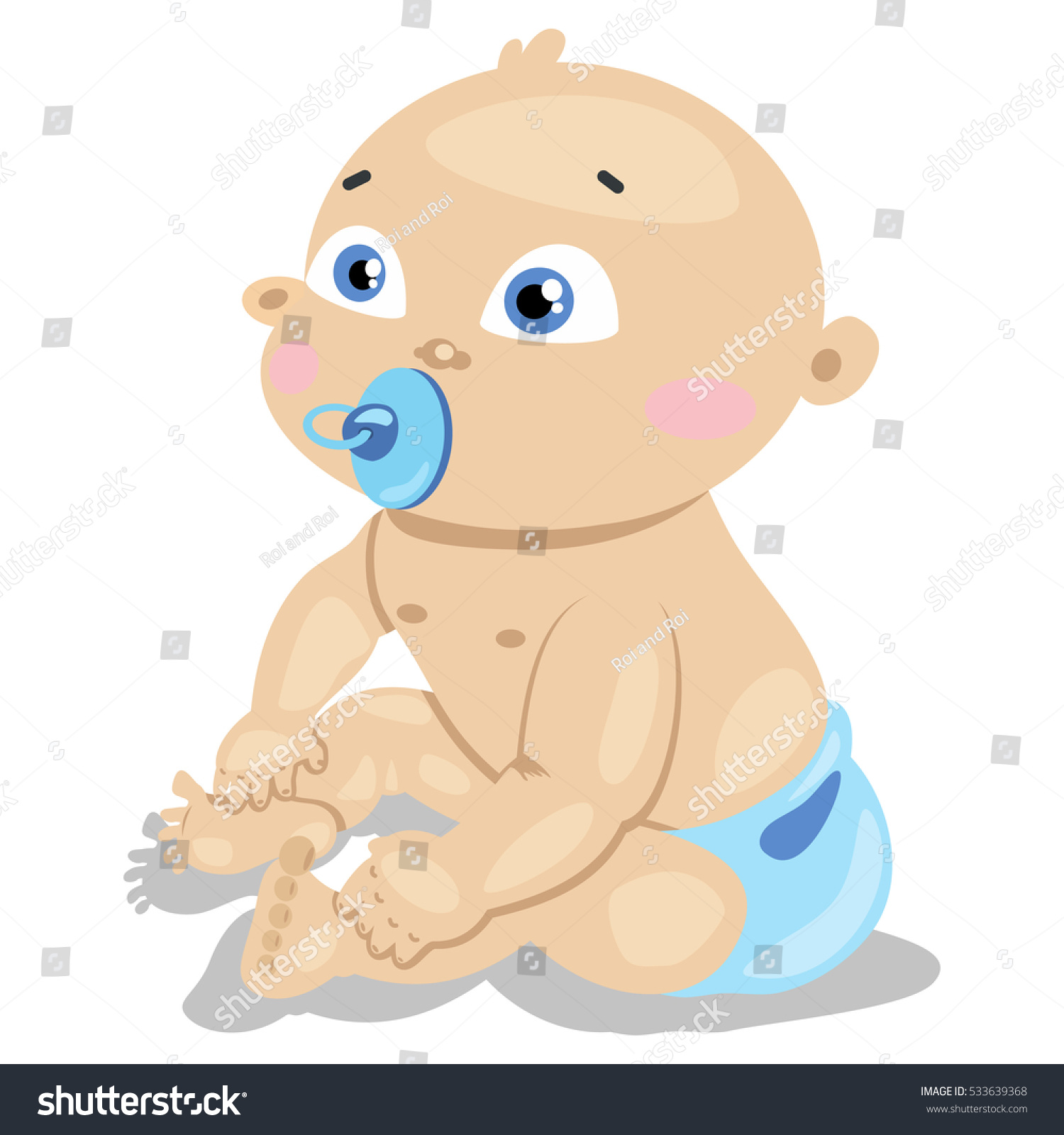 Cute Baby Boy Pacifiers Blue Diapers Stock Vector (Royalty Free) 533639368