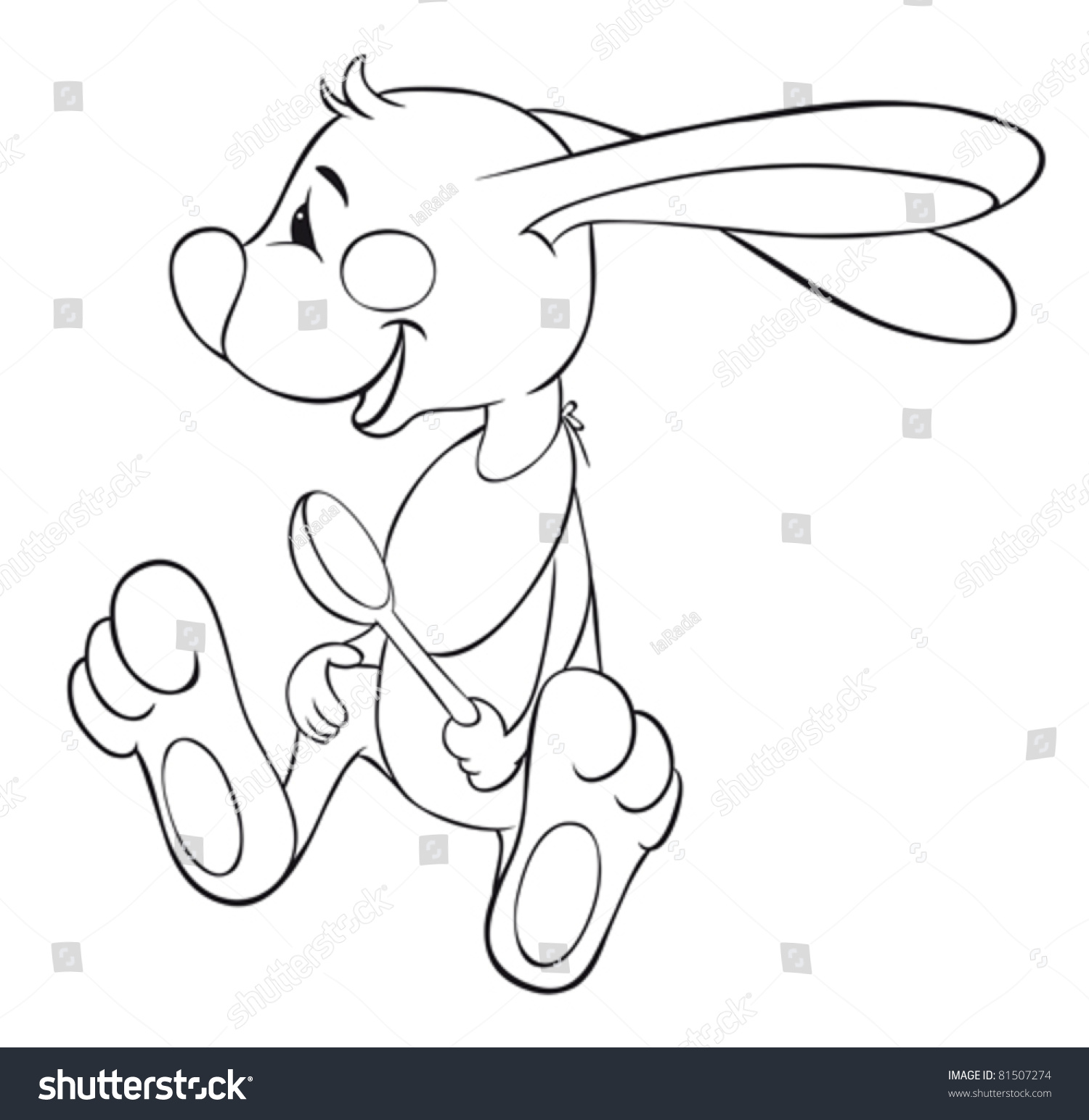 Cute Baby Bunny Outline Illustration Vector De Stock Libre De