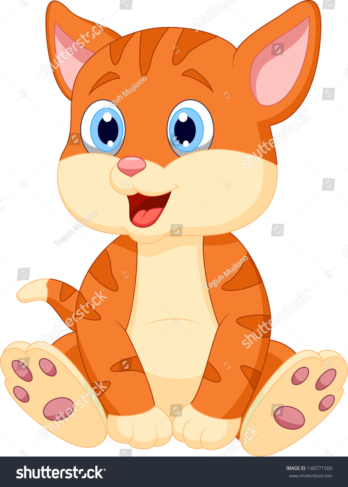 Cute Baby Cat Cartoon Stock Vector 140771500 - Shutterstock