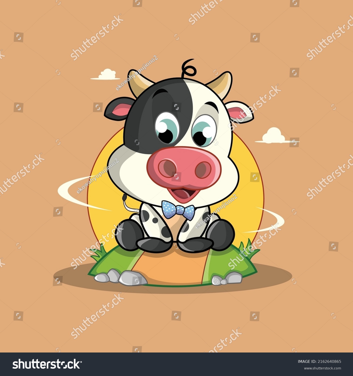 Cute Baby Cow Cartoon Illustration Stock Vector (Royalty Free ...