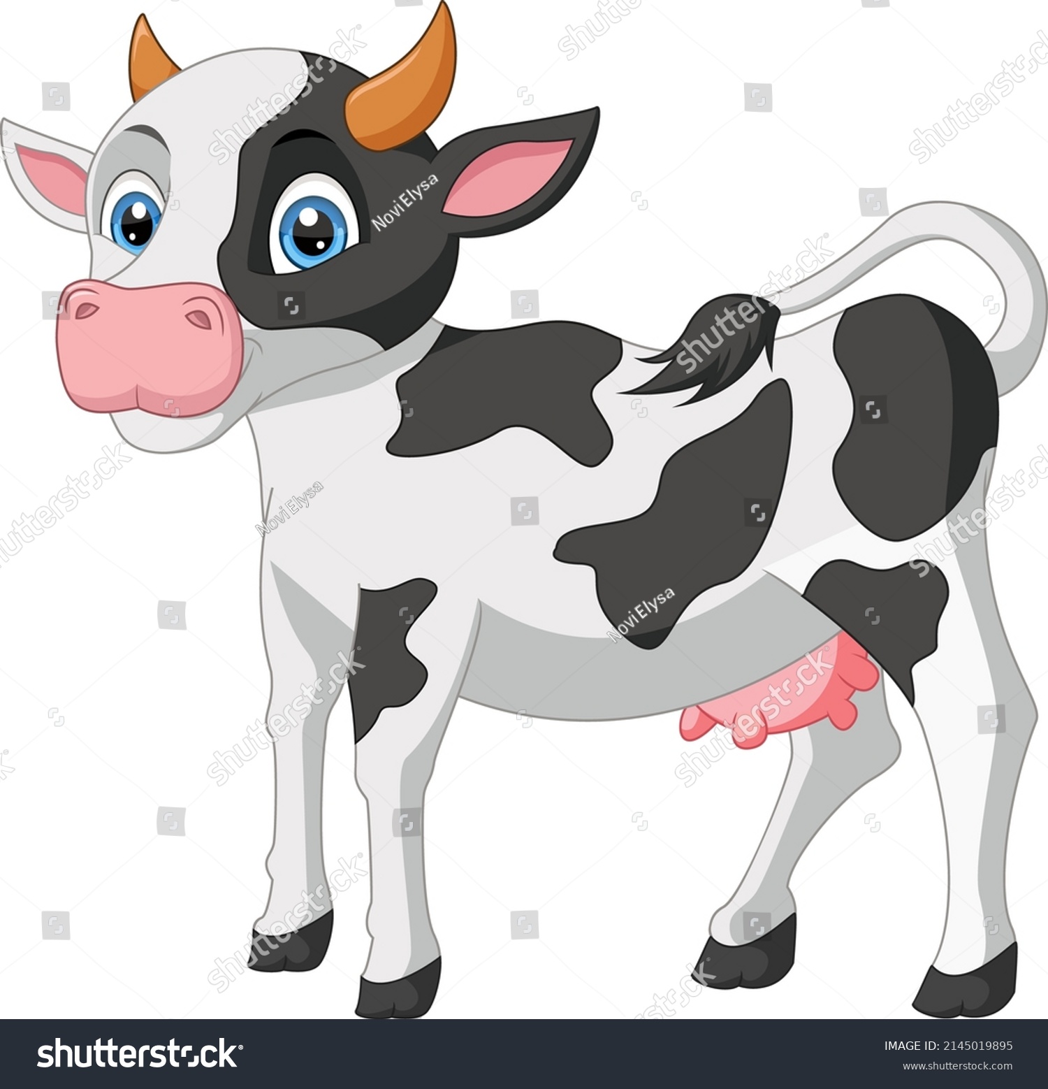 Cute Baby Cow Cartoon On White Stock Vector (Royalty Free) 2145019895 ...