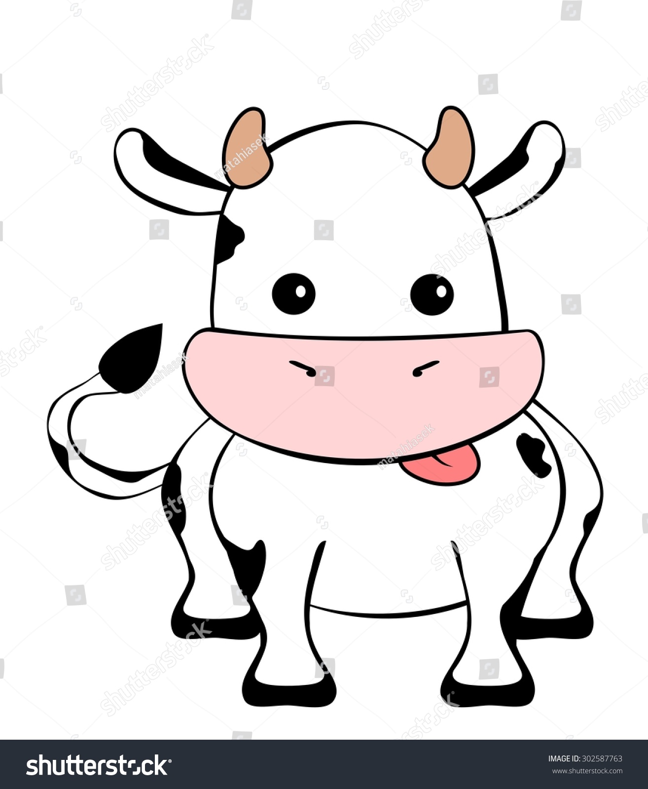 Cute Baby Cow Isolated On White Background Stock Vector Illustration ...