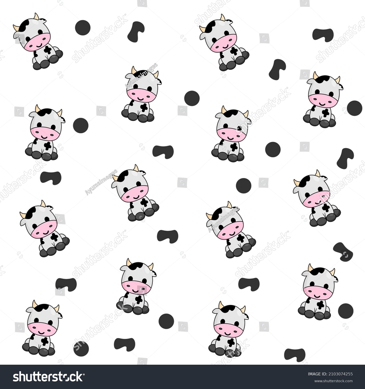 Cute Baby Cow Pattern Background Stock Vector (royalty Free) 2103074255 