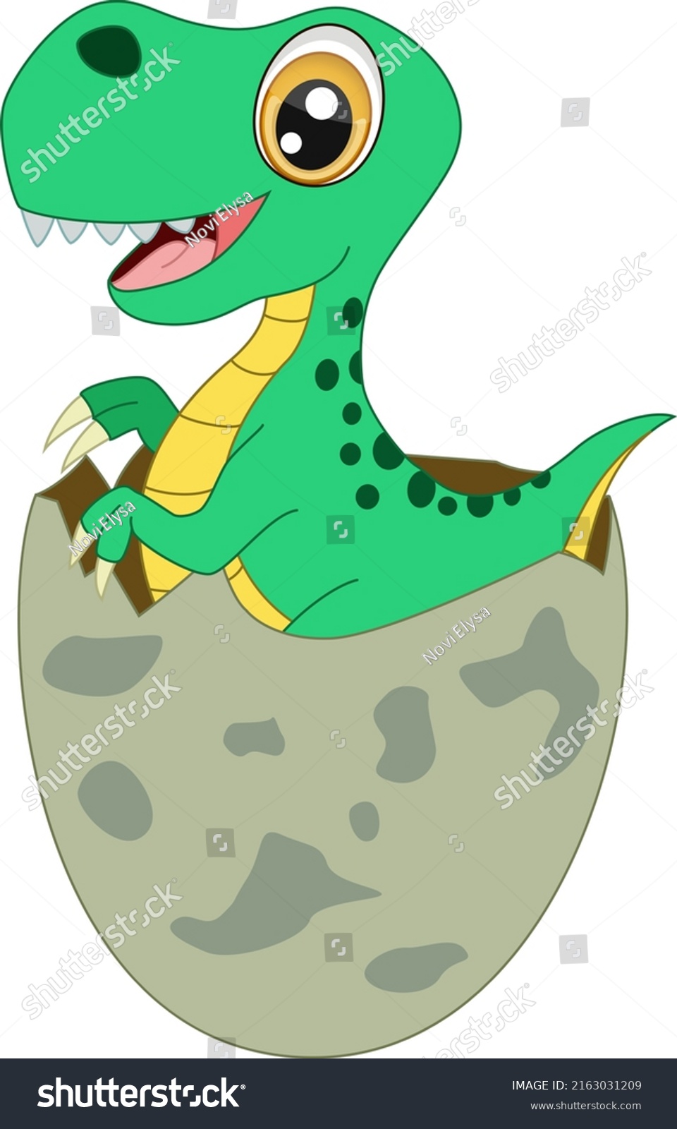 Cute Baby Dinosaur Hatching Egg Stock Vector (Royalty Free) 2163031209 ...