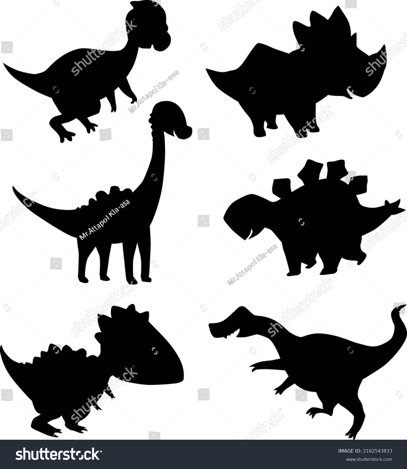 Cute Baby Dinosaur Silhouette Vector Dino Stock Vector (Royalty Free ...