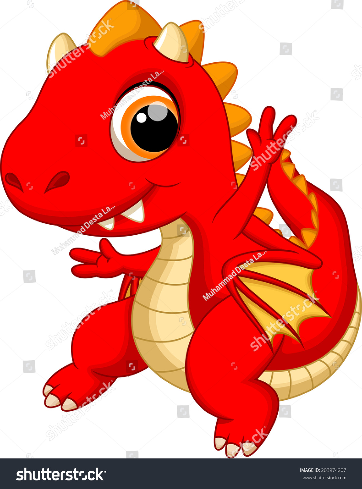 Cute Baby Dragon Dancing Cartoon Stock Vector Illustration 203974207 ...