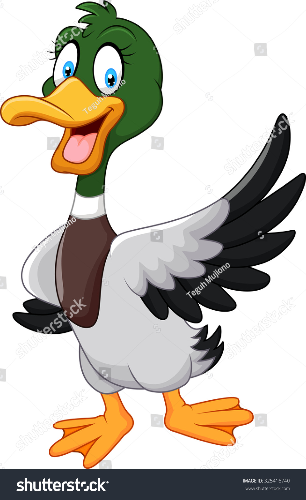 Cute Baby Duck Waving Hand Stock Vector Illustration 325416740 ...