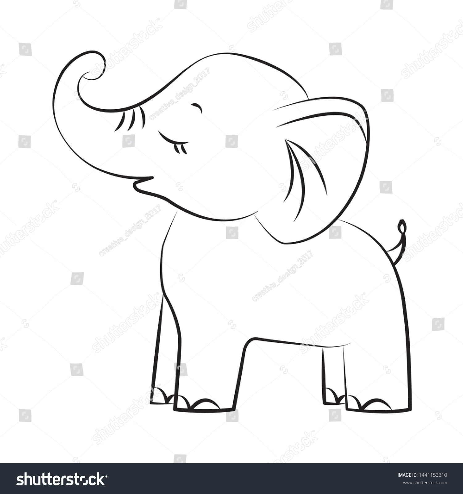 Cute Baby Elephant Trunk Sketch Isolated Stock Vector (Royalty Free