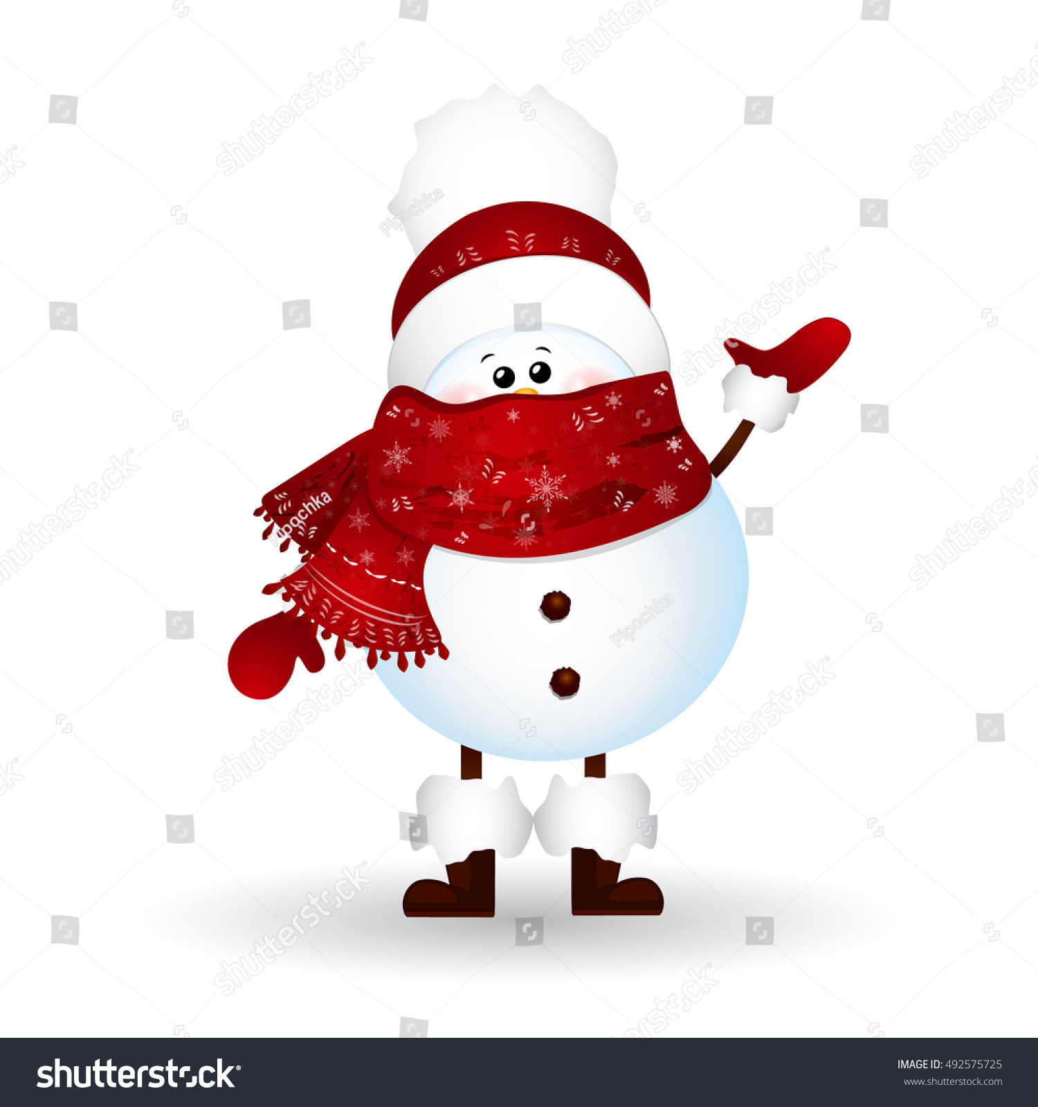 Cute Baby Funny Snowman Scarf Red Stock Vector Royalty Free