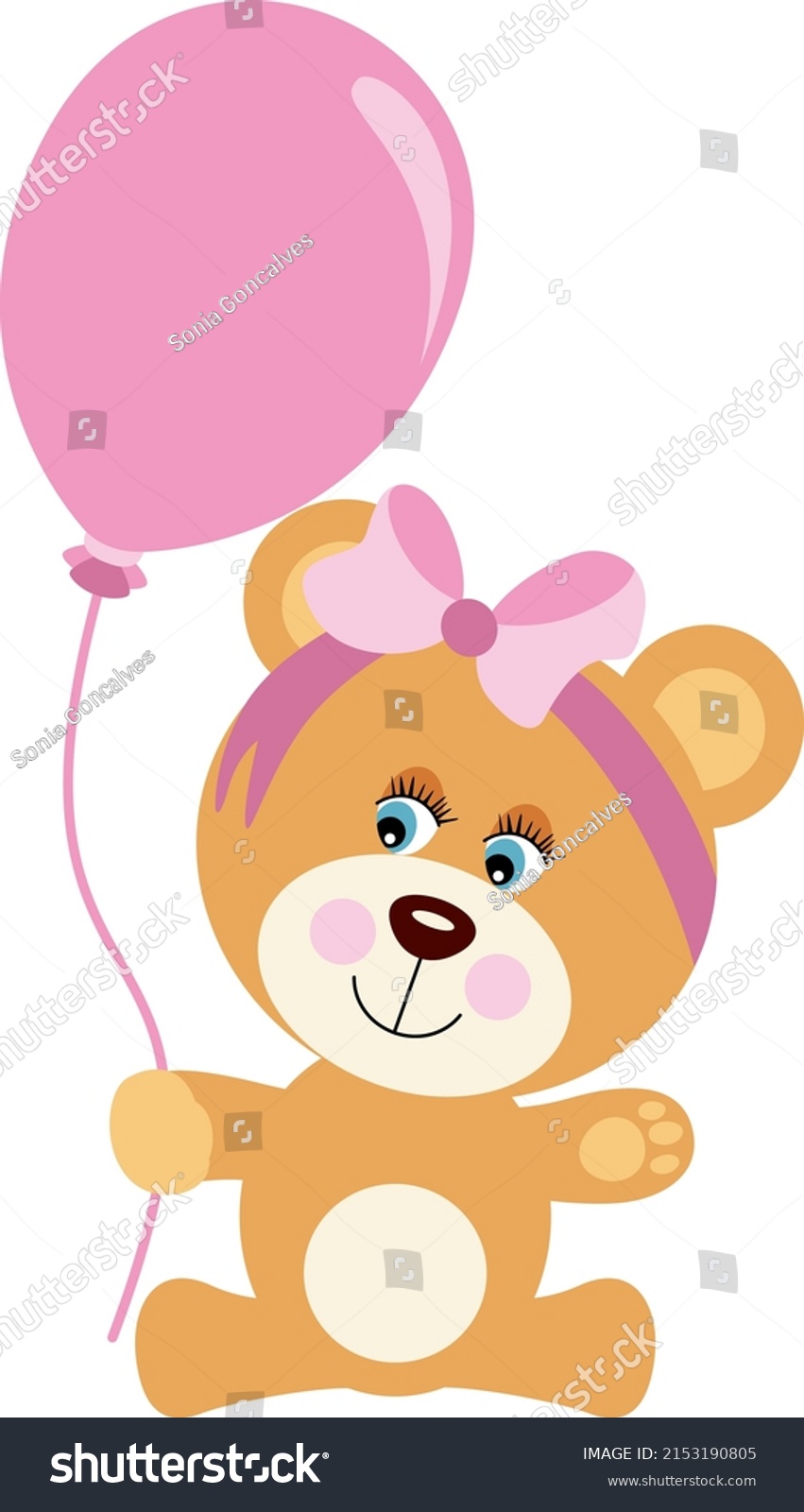 Cute Baby Girl Teddy Bear Holding Stock Vector (Royalty Free ...