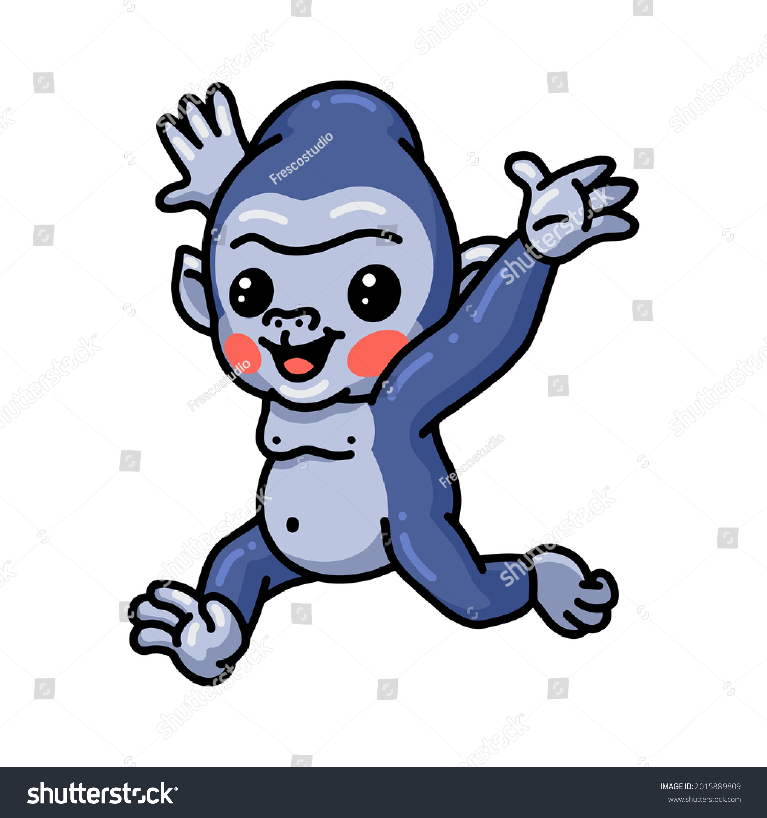 Cute Baby Gorilla Cartoon Running Stock Vector (Royalty Free ...