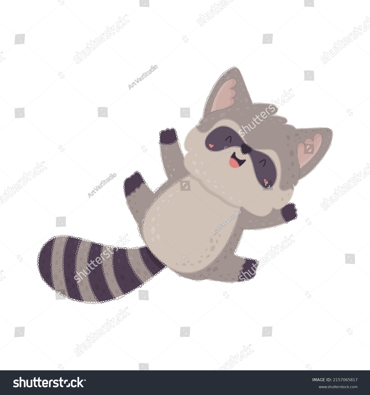 SVG of Cute baby guadeloupe raccoon with a smile. Vector illustration of a cute animal. Cute little illustration of racoon for kids, baby book, fairy tales, covers, baby shower invitation, textile t-shirt. svg