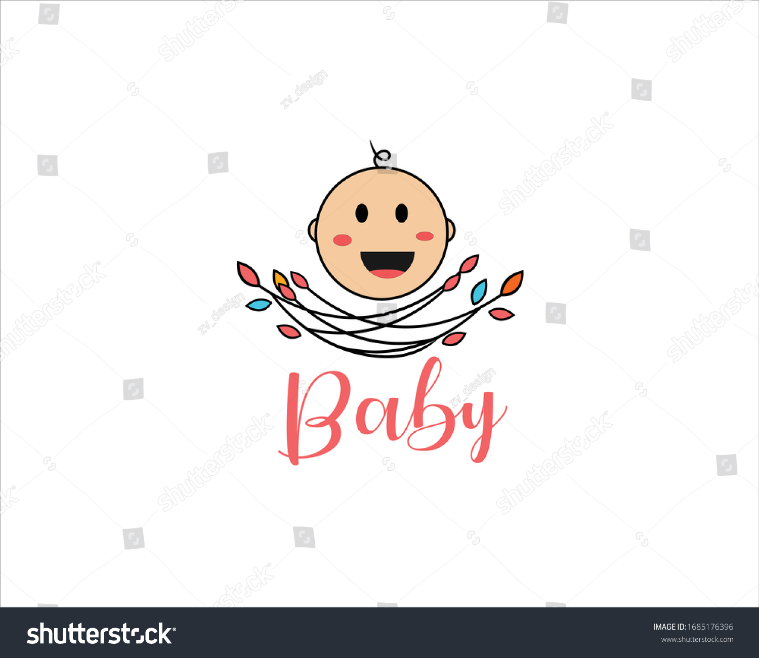 Cute Baby Head Logo Vector เวกเตอร์สต็อก (ปลอดค่าลิขสิทธิ์) 1685176396