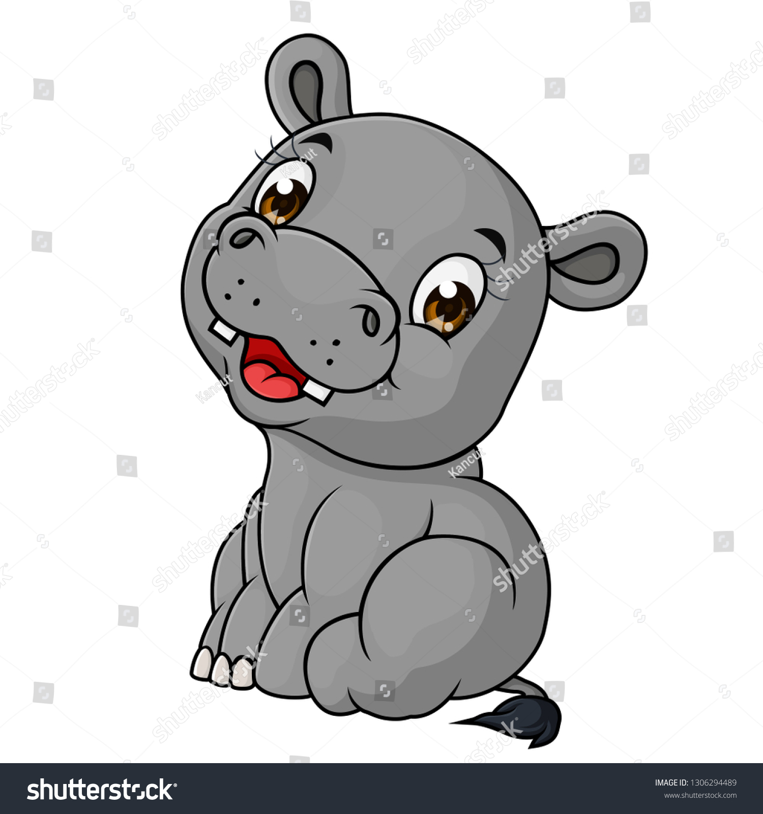 Cute Baby Hippo Cartoon Stock Vector Royalty Free