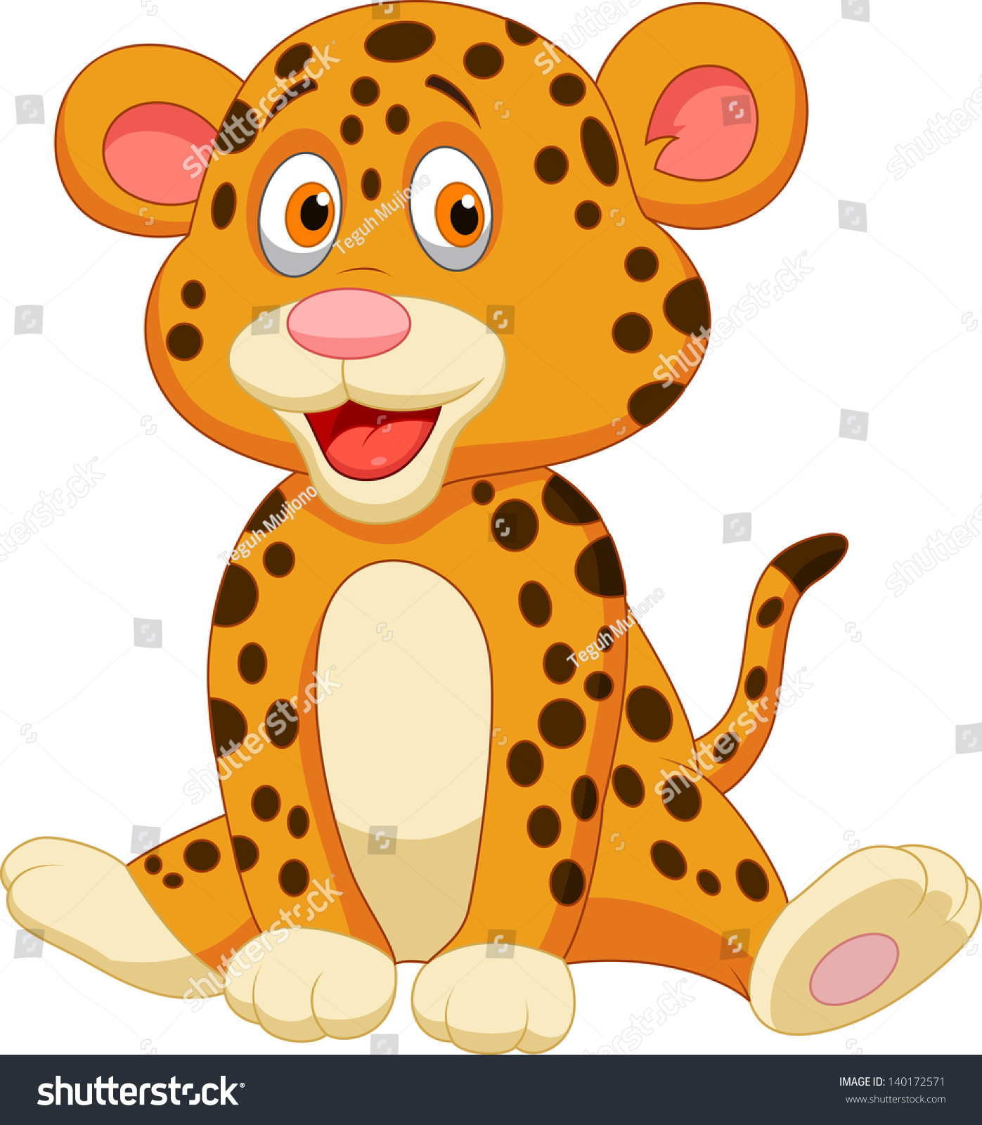 Cute Baby Leopard Cartoon Stock Vector 140172571 - Shutterstock