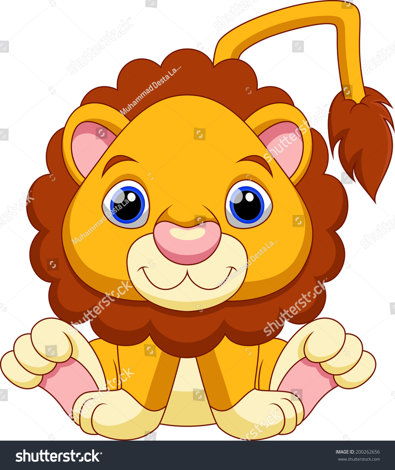 Cute Baby Lion Cartoon Stock Vector Illustration 200262656 : Shutterstock