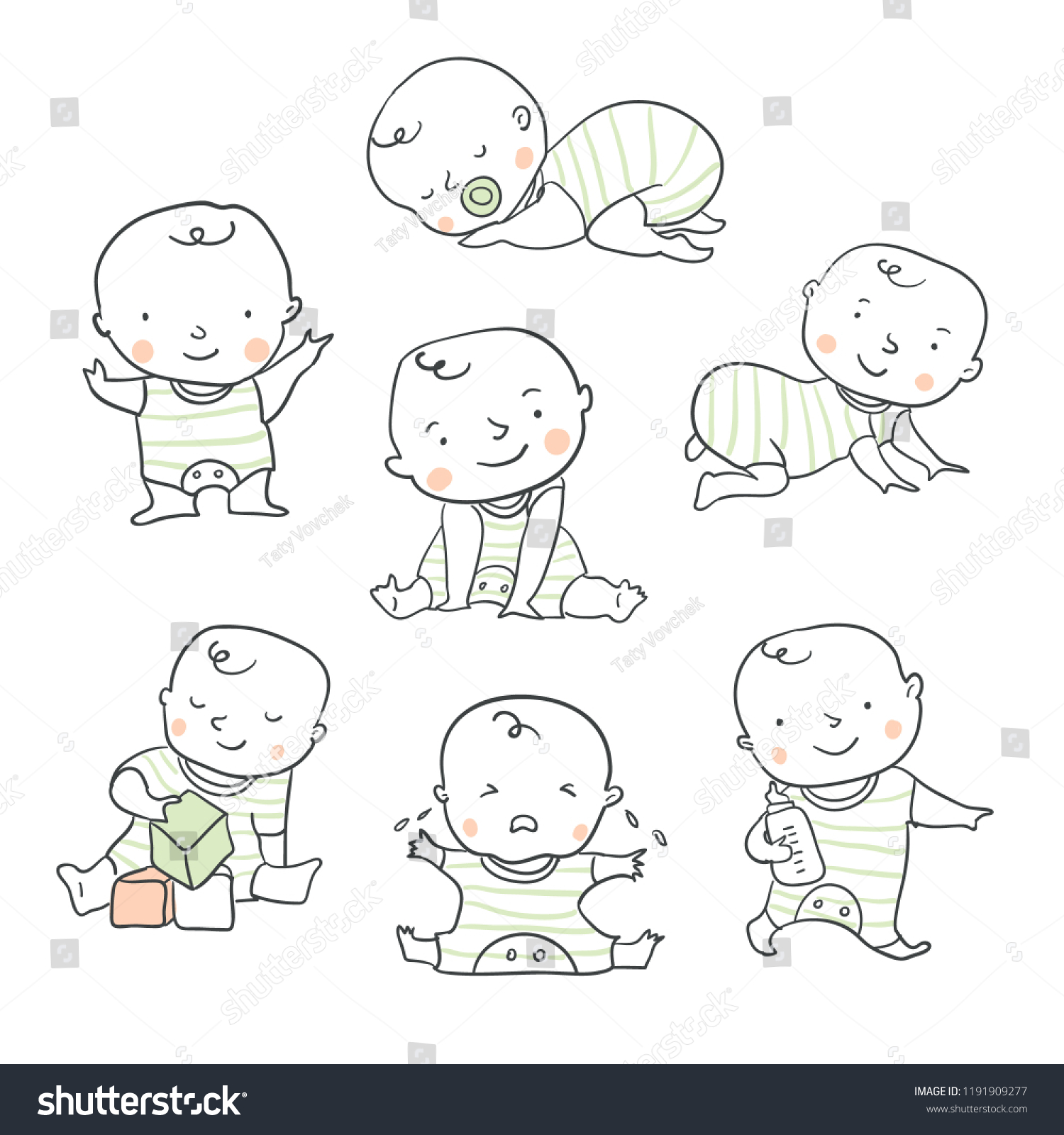 Cute Baby Toddler Vector Illustration Various Stock Vector (Royalty ...