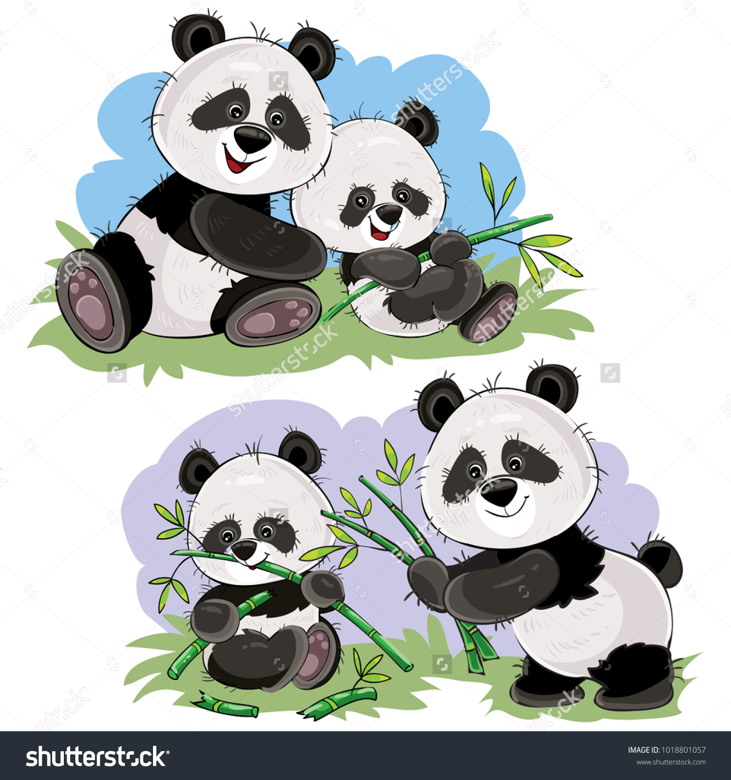 Cute Baby Panda Bear Mother Playing Stock Vector Royalty Free