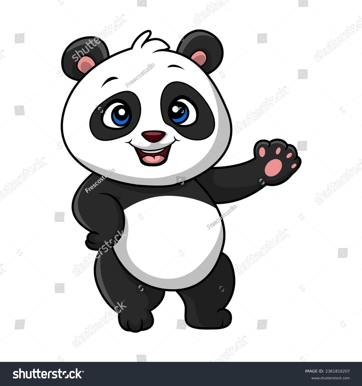SVG of Cute baby panda cartoon on white background svg