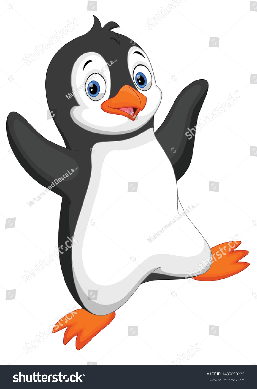 Cute Baby Penguin Cartoon Isolated On Stock Vector Royalty Free