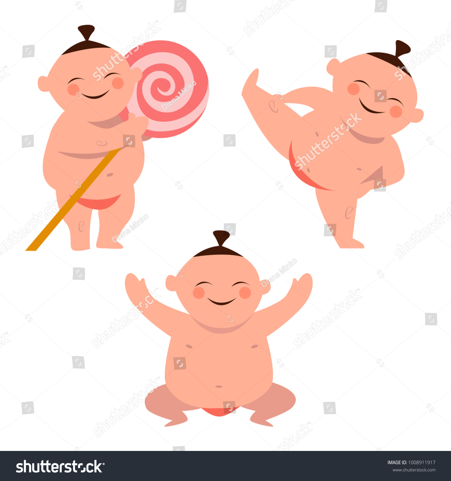 Cute Baby Sumo Character Set Image Vectorielle De Stock Libre De Droits