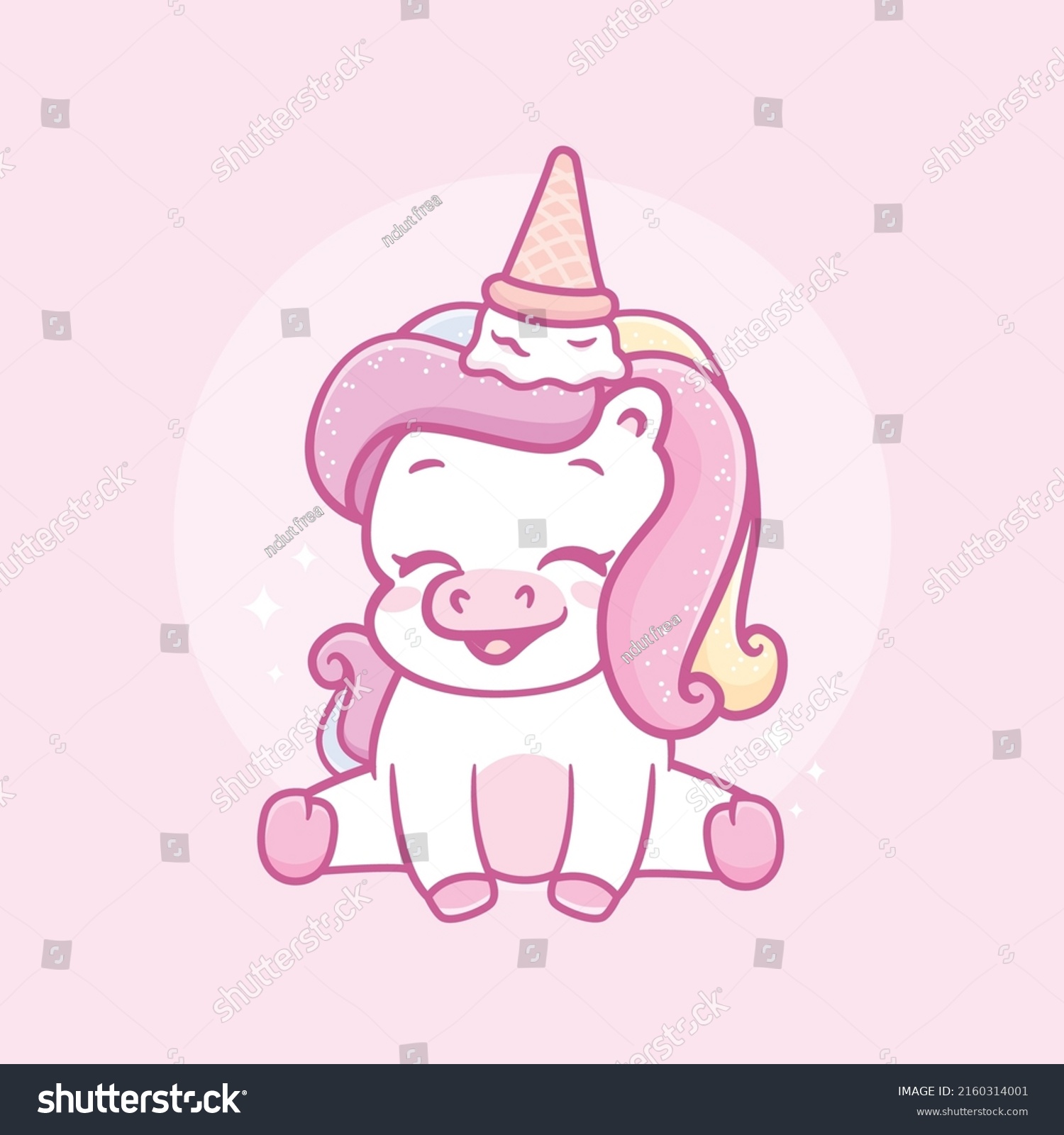 Cute Baby Unicorn Ice Cream On Stock Vector (Royalty Free) 2160314001 ...