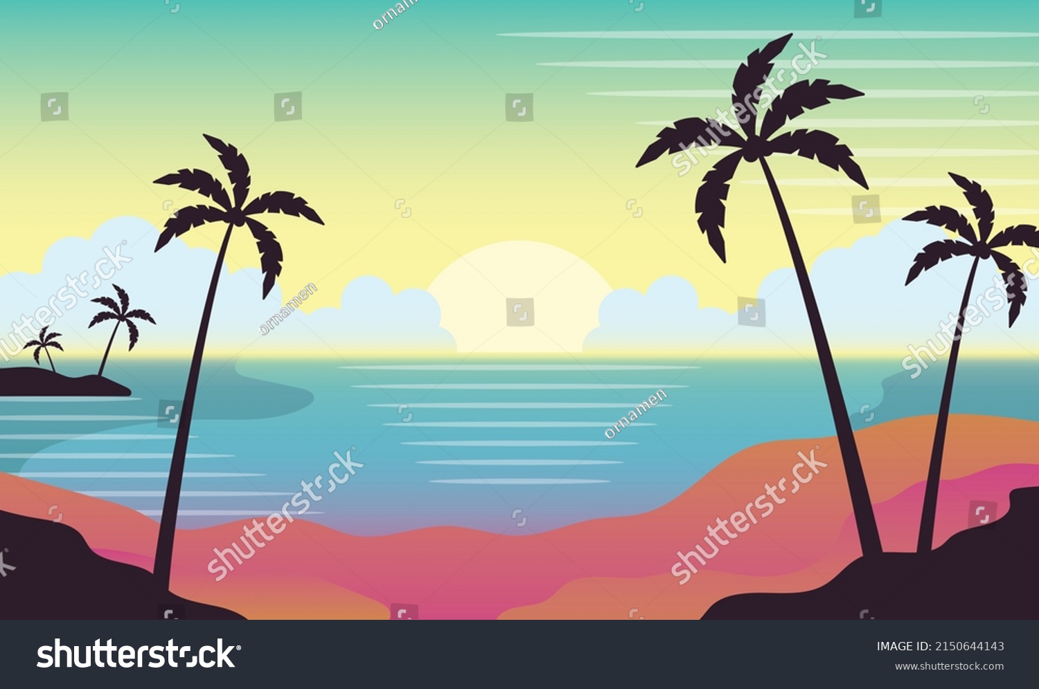 Cute Background Beach Tropical Summer Holidays Stock Vector (Royalty ...