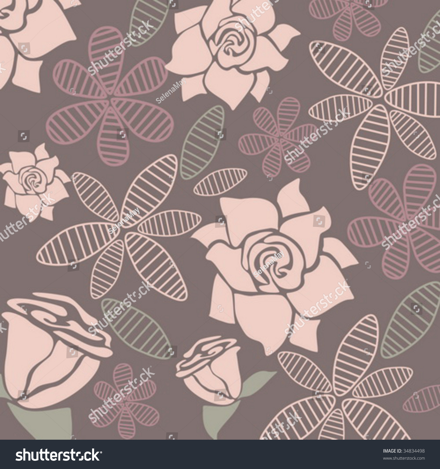 Cute Background Roses Stock Vector (Royalty Free) 34834498