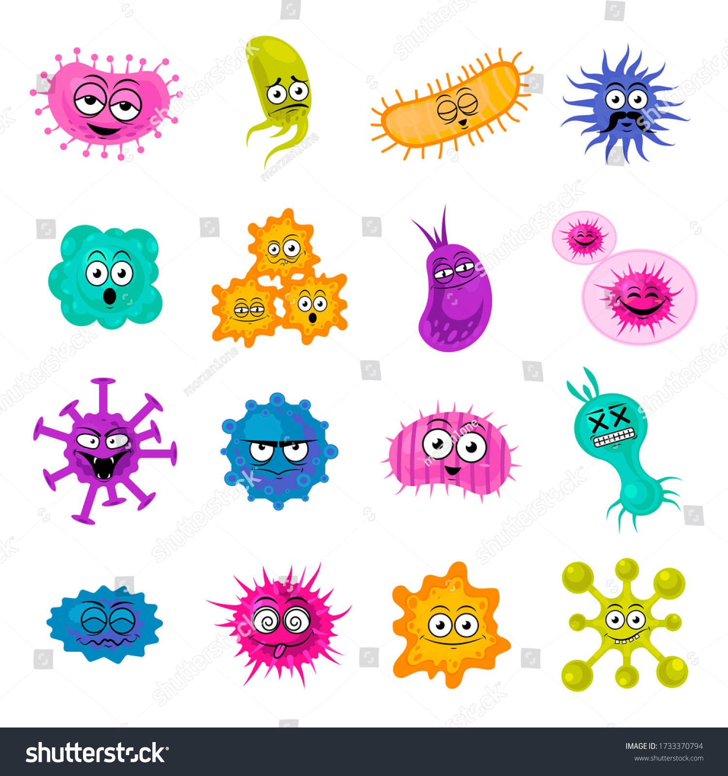 Cute Bacteria Virus Germ Cartoon Character Stock Vector (Royalty Free ...