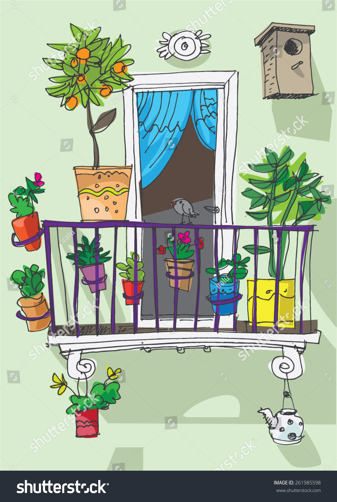 Cute cartoon clipart 69.cute balcony cartoon stock vector ir.