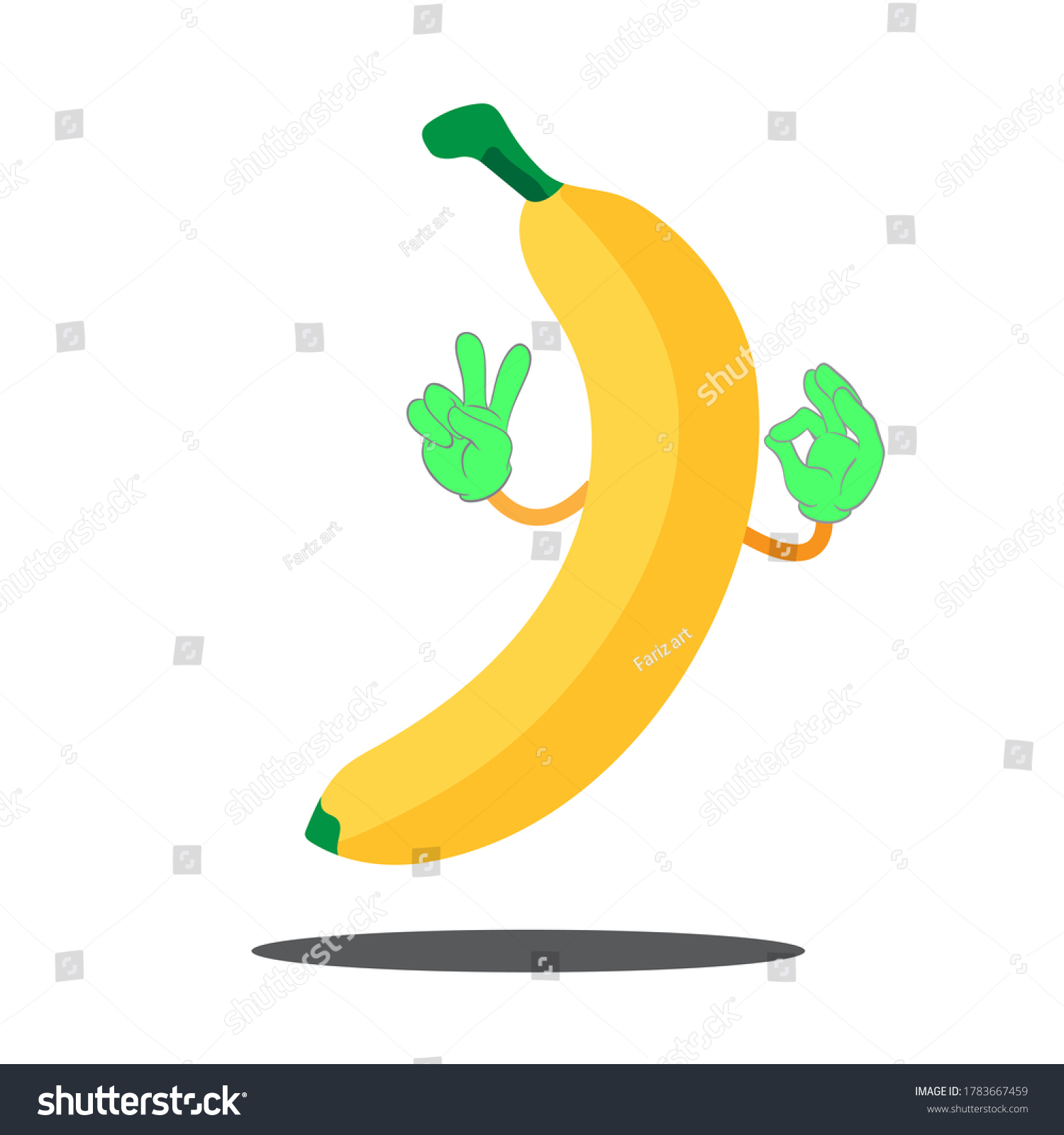 Cute Banana Cartoon Mascot Character Cool เวกเตอร์สต็อก ปลอดค่า