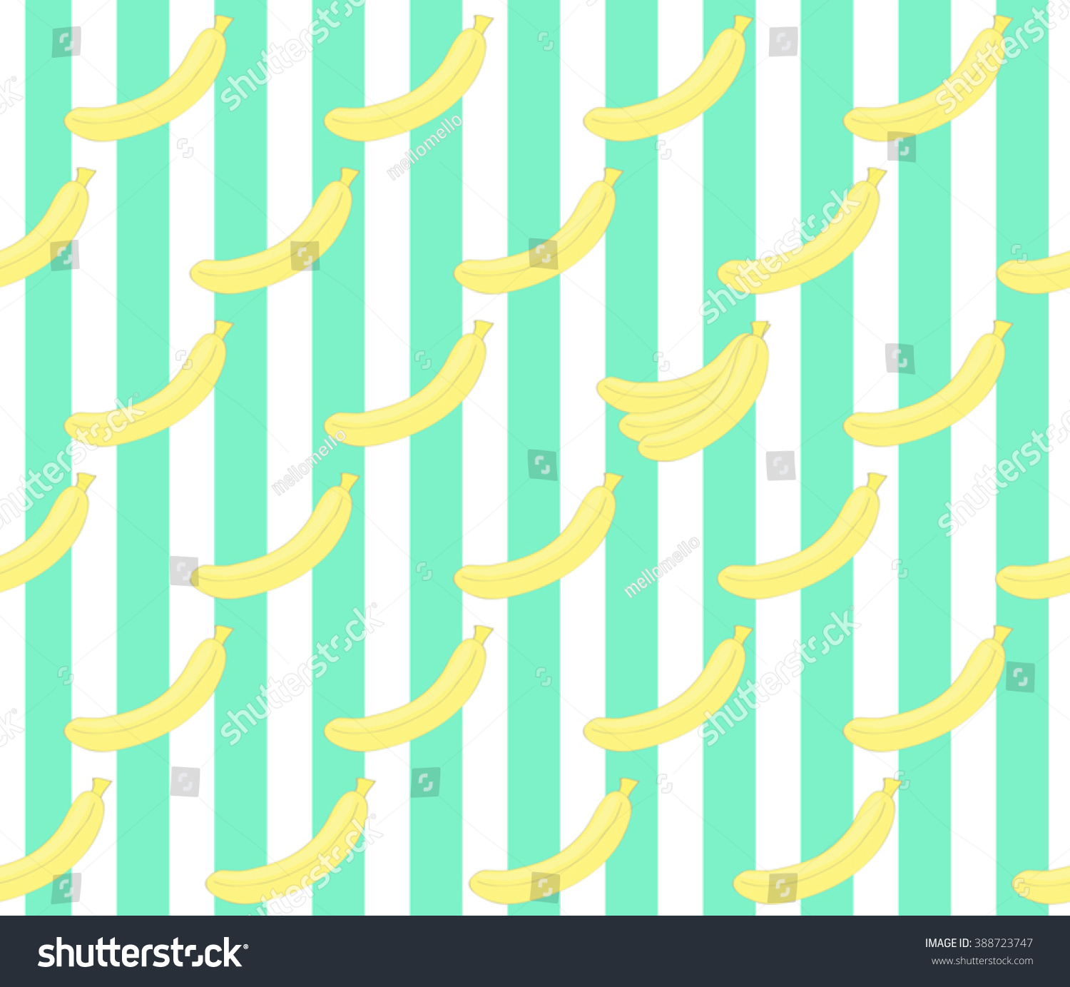 Cute Banana On Stripes Green Design Stock Vector 388723747