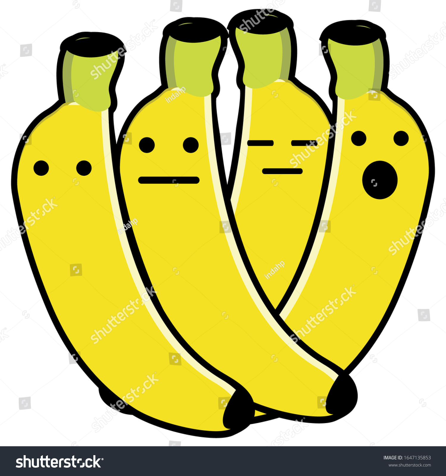 かわいいバナナの絵文字 白い背景にイラストバナナのかわいいフラットスタイル のベクター画像素材 ロイヤリティフリー