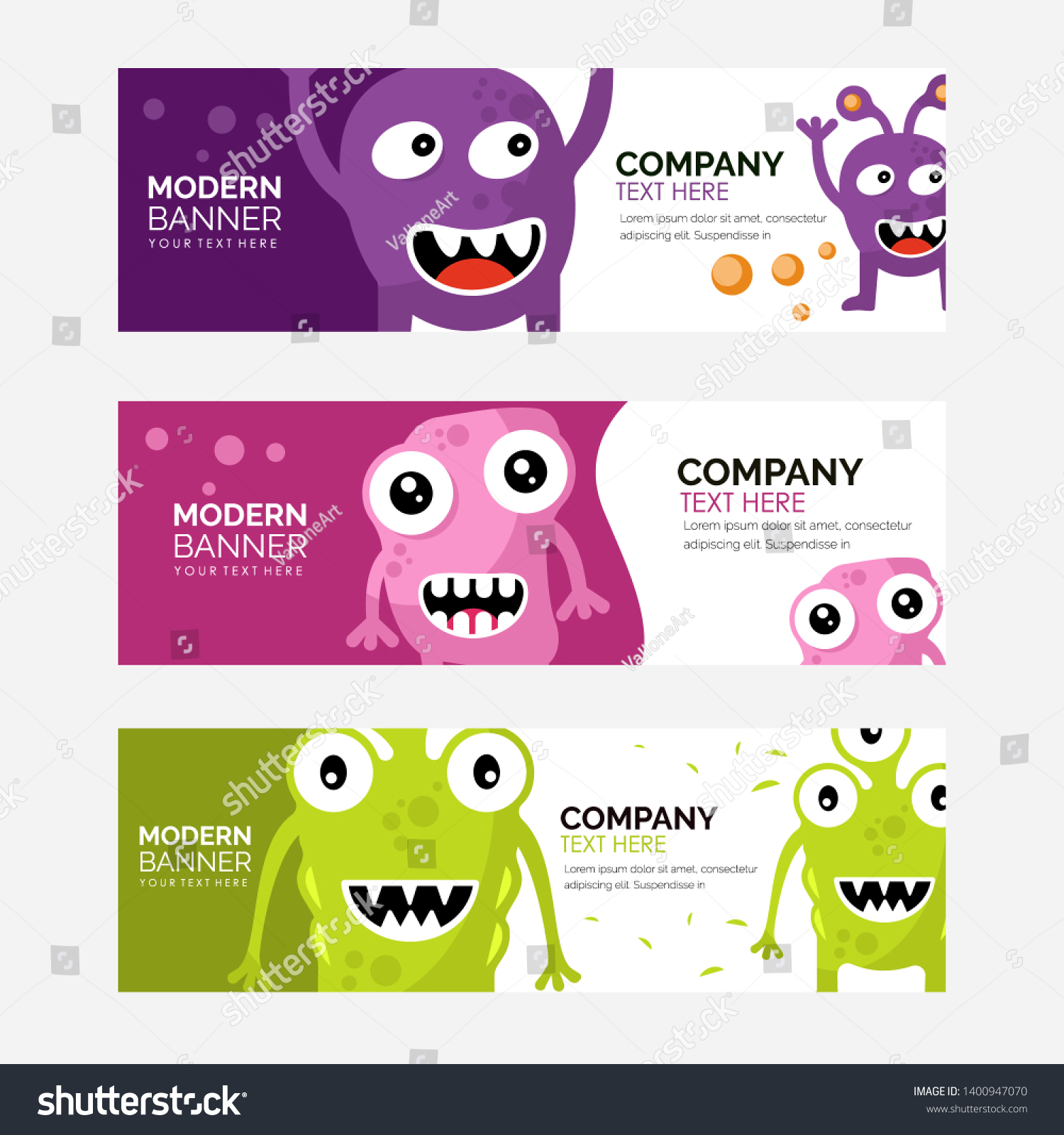 Cute Banner Vector Illustrations Stock Vector (Royalty Free) 1400947070