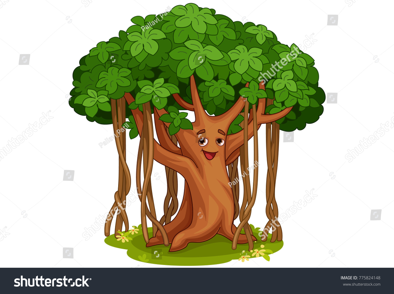 SVG of Cute banyan tree cartoon illustration svg